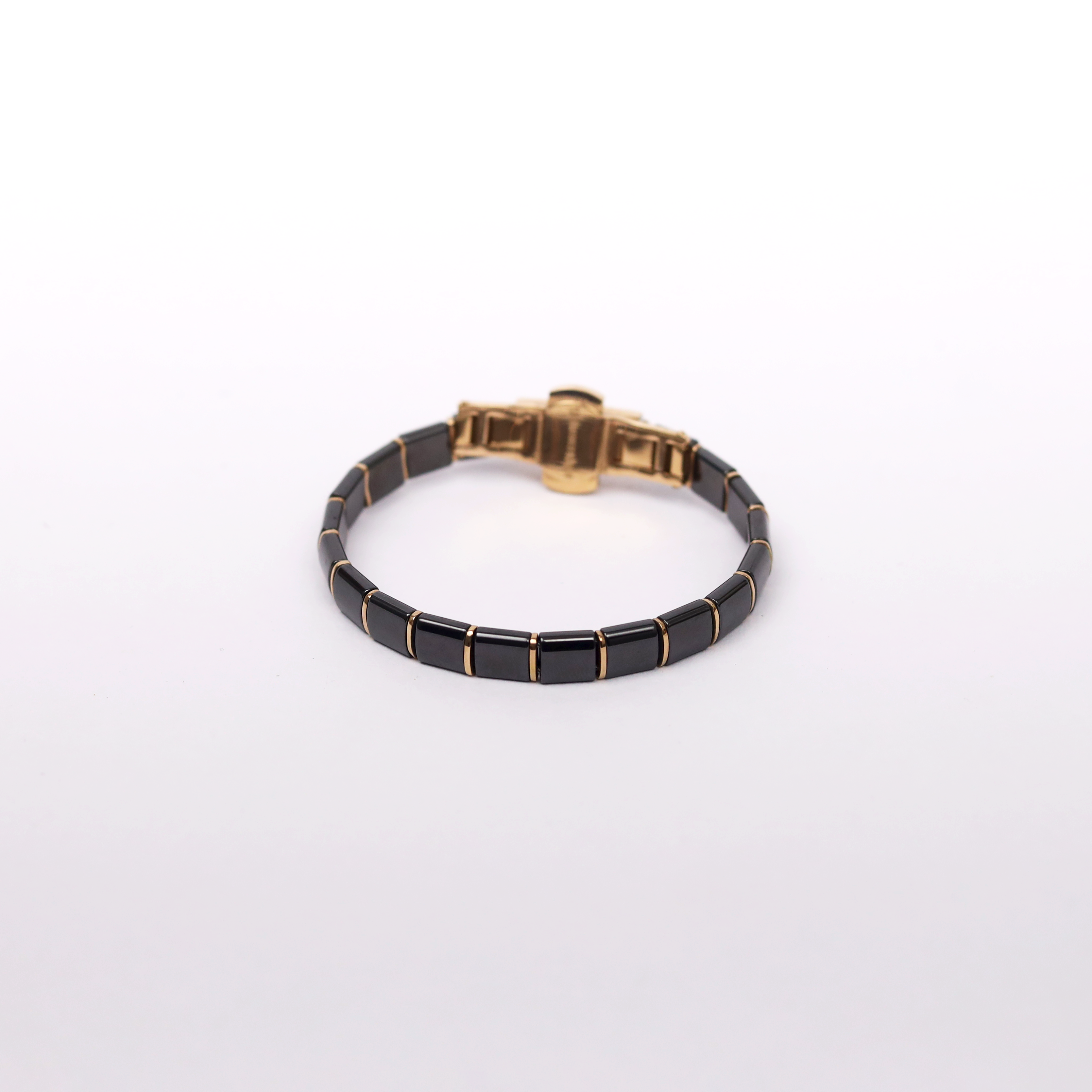 Slim Black & Gold Block-Link Bracelet