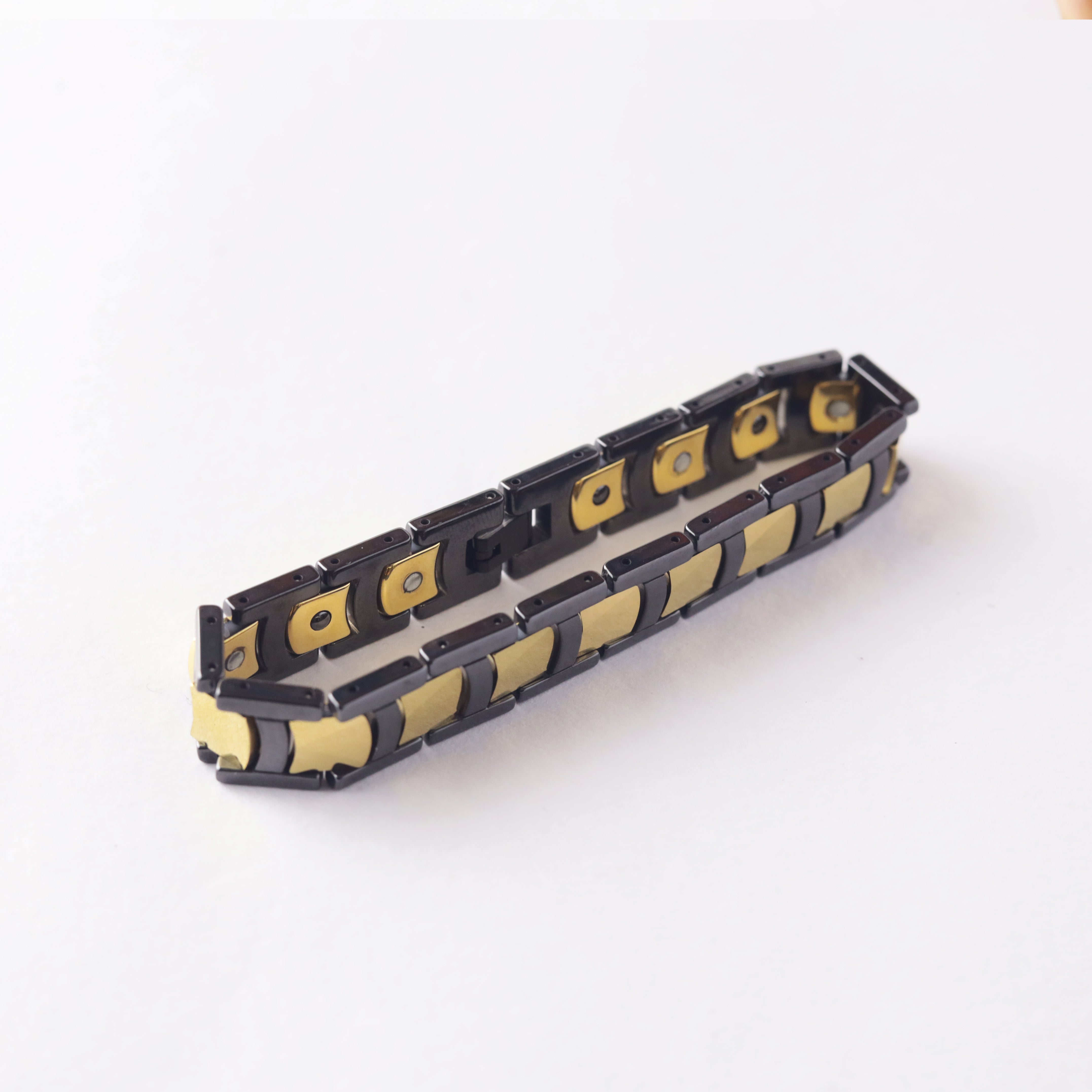 Men’s Black & Gold Stainless Steel Link Bracelet