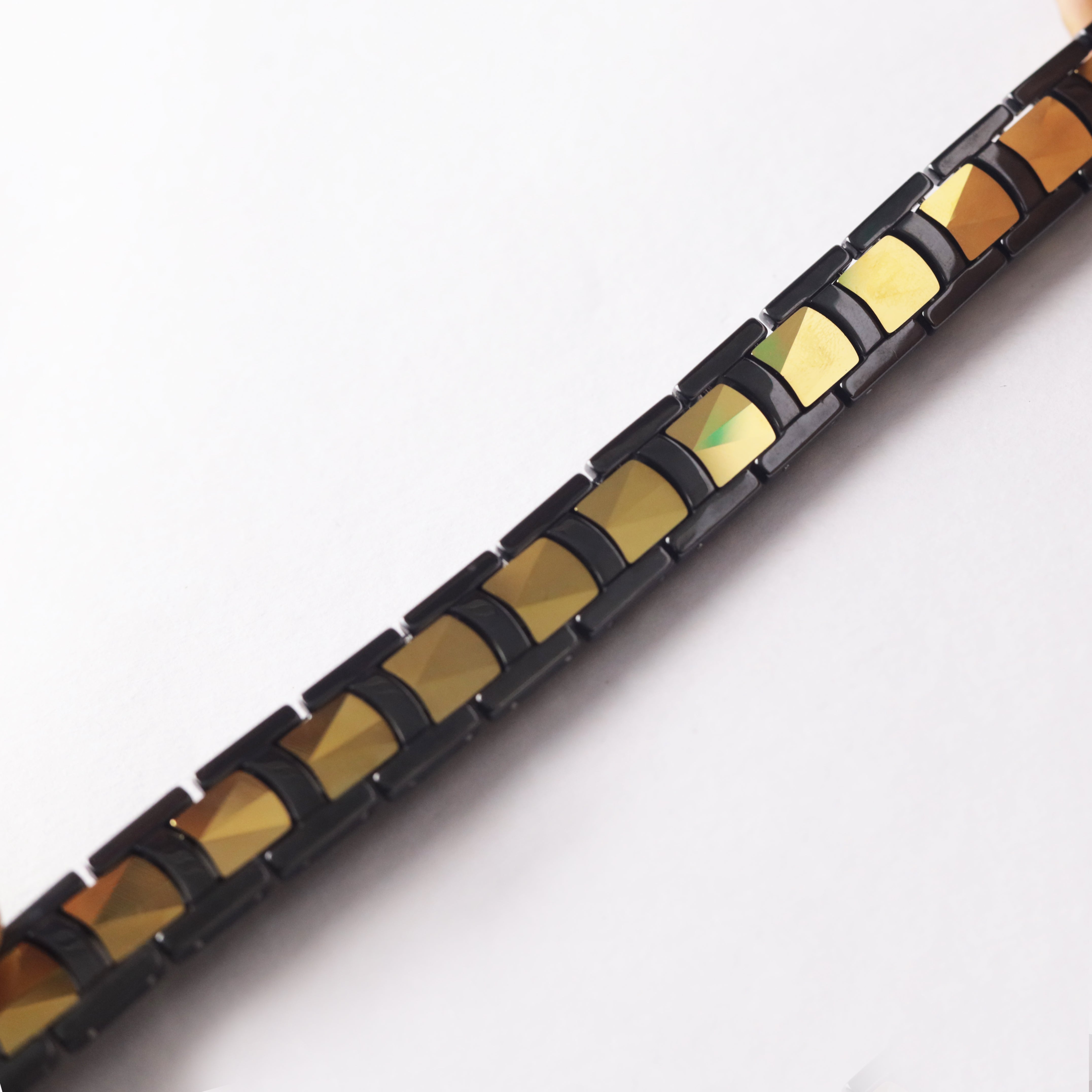 Men’s Black & Gold Stainless Steel Link Bracelet