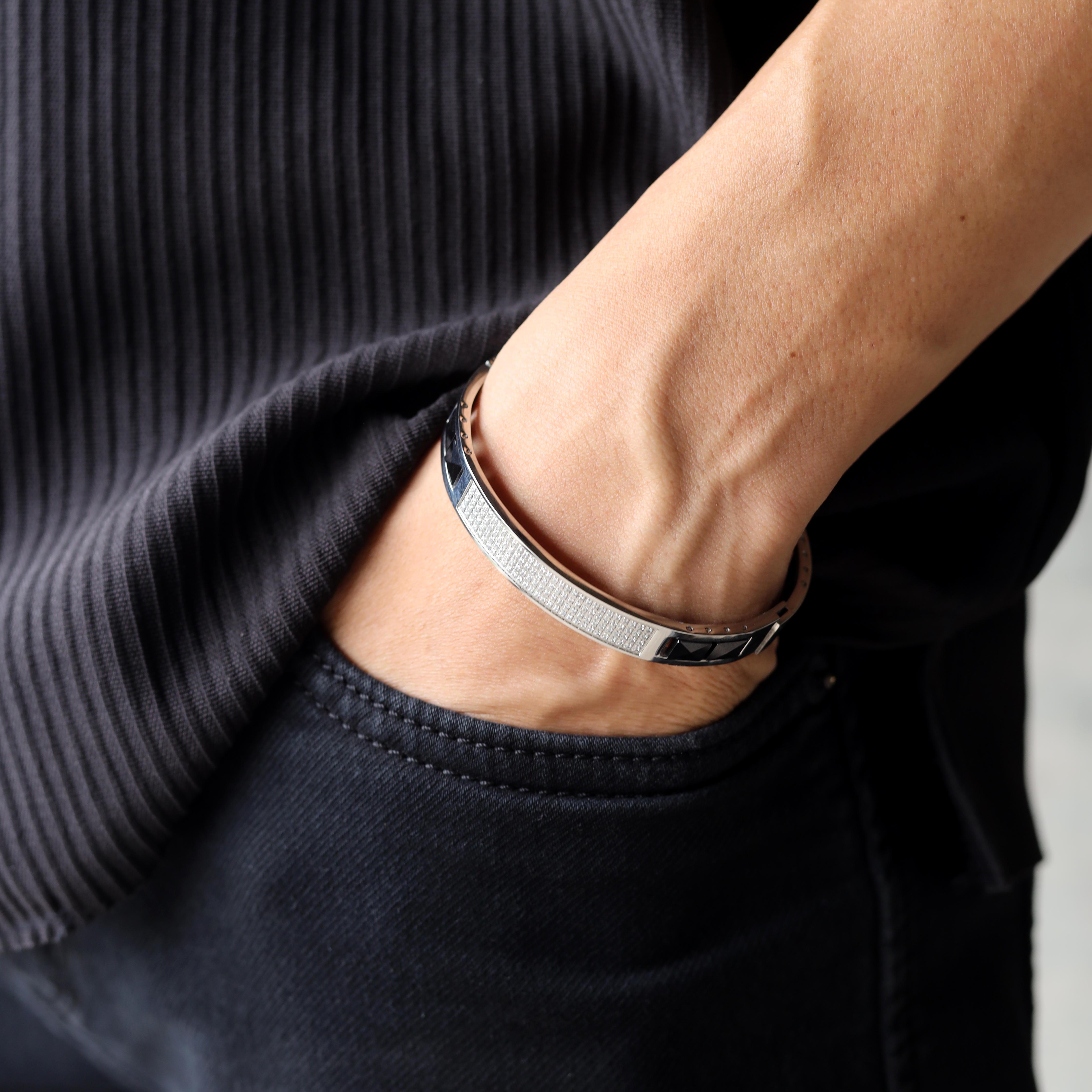 Silver & Black Inlay Bracelet