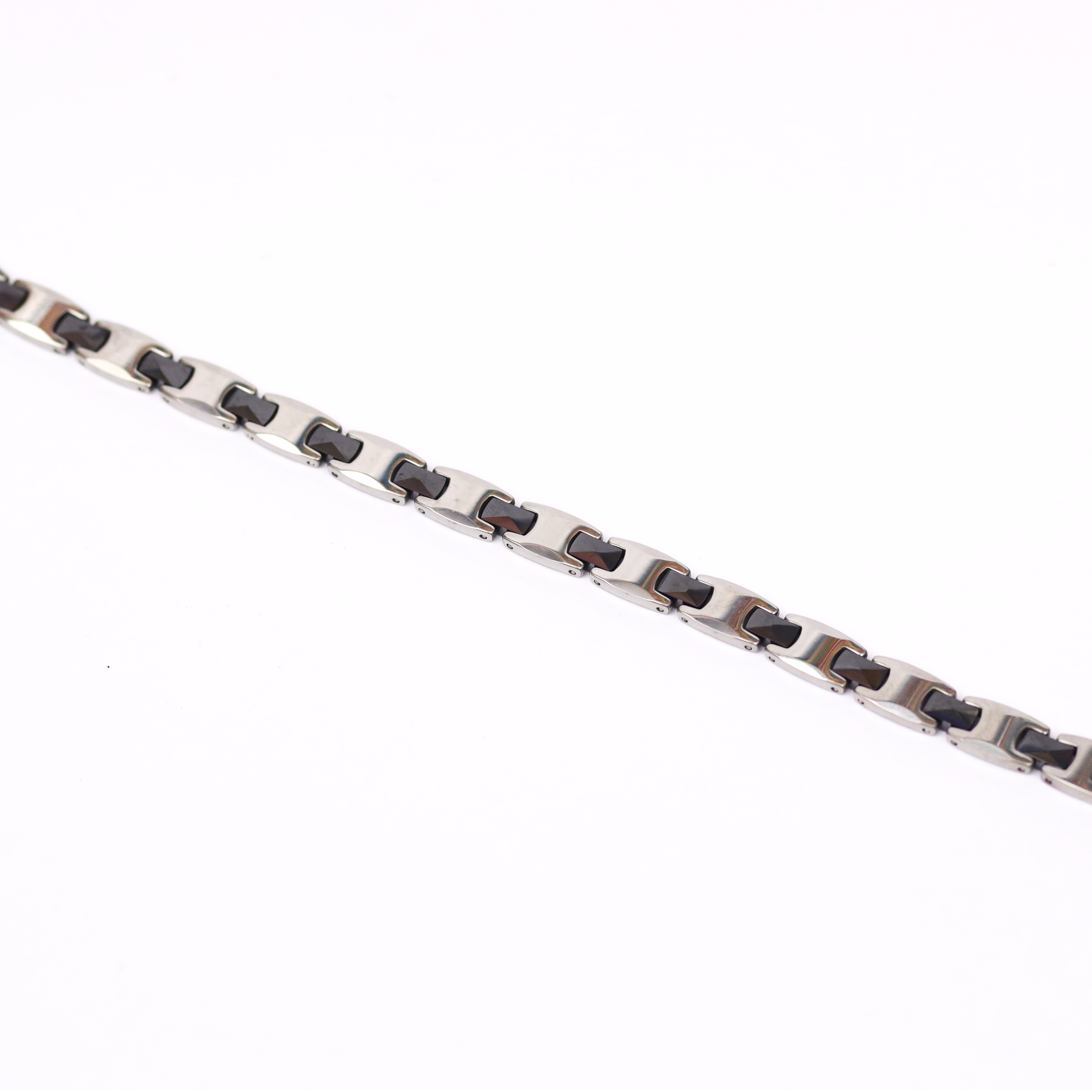 Silver & Black Chain-Link Bracelet