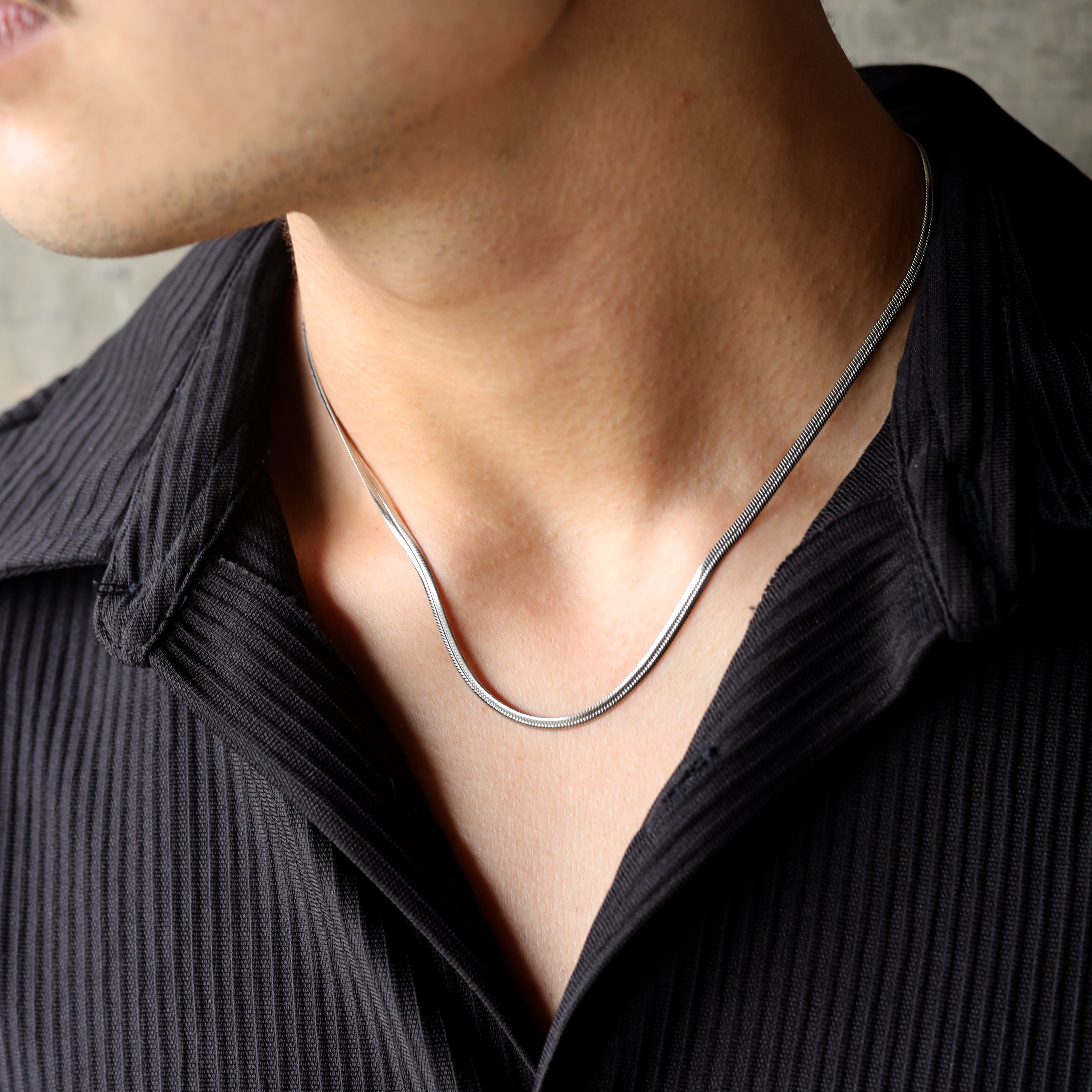 Slim Silver Snake Chain Necklace