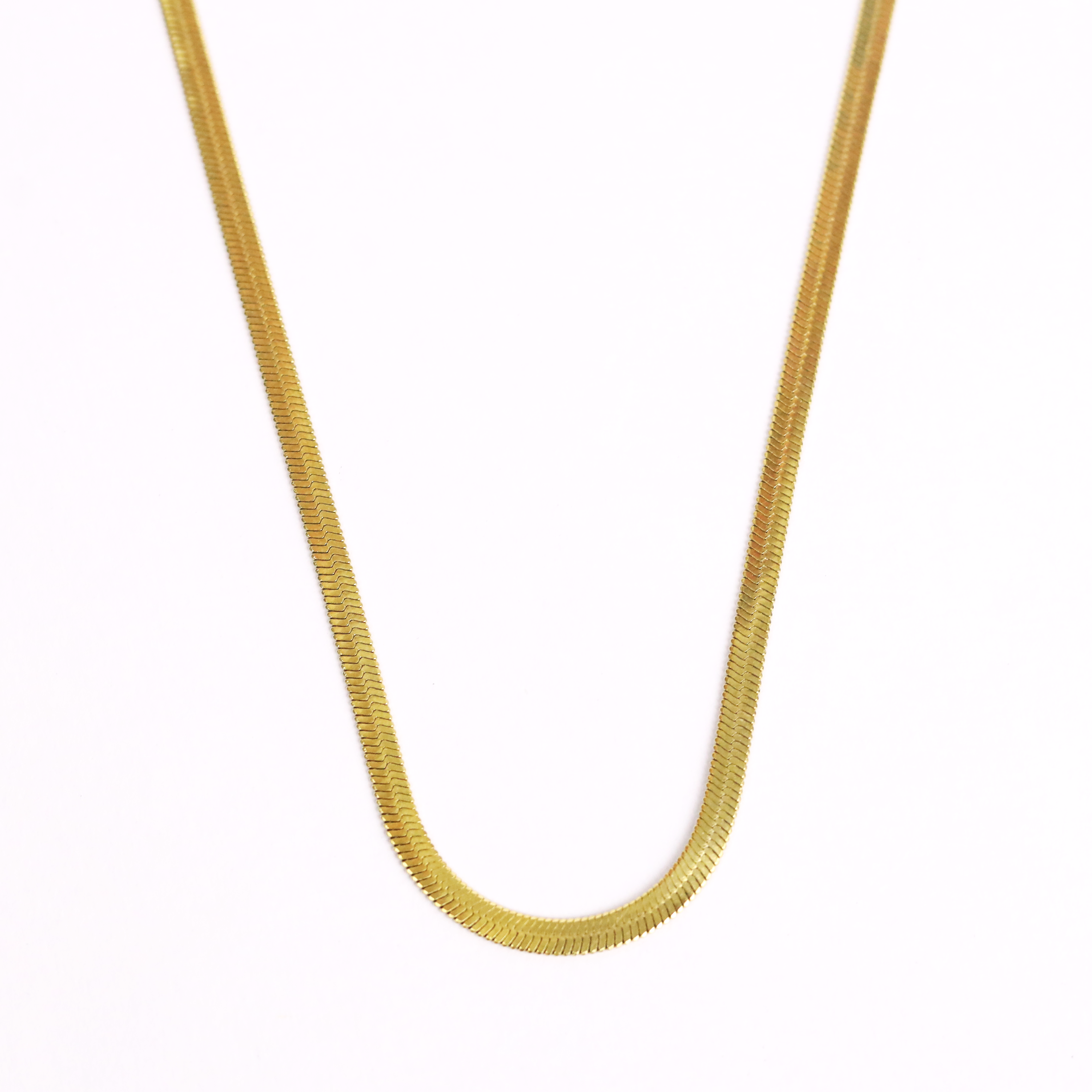 Gold Herringbone Chain Necklace