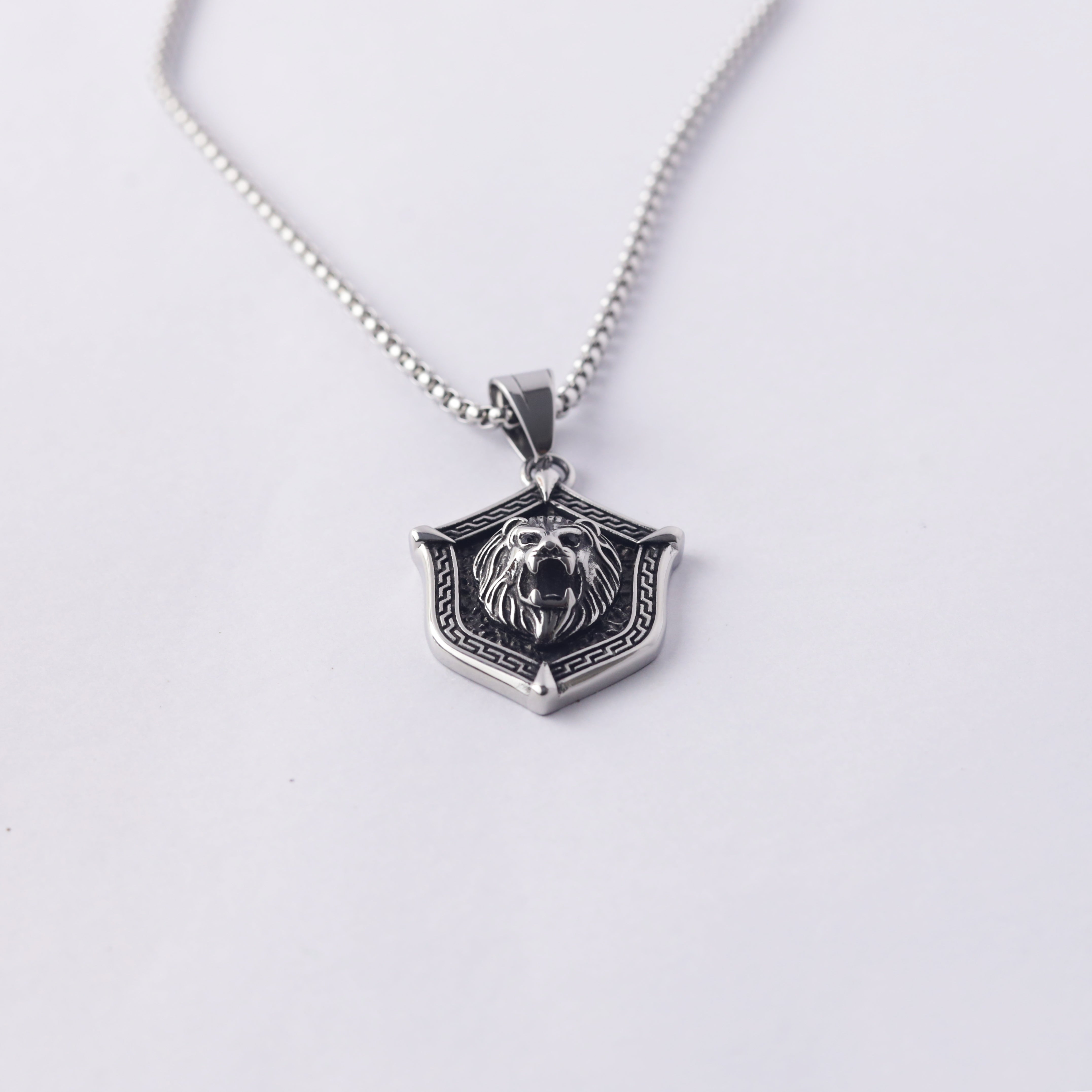 Lion Head Shield Pendant Necklace