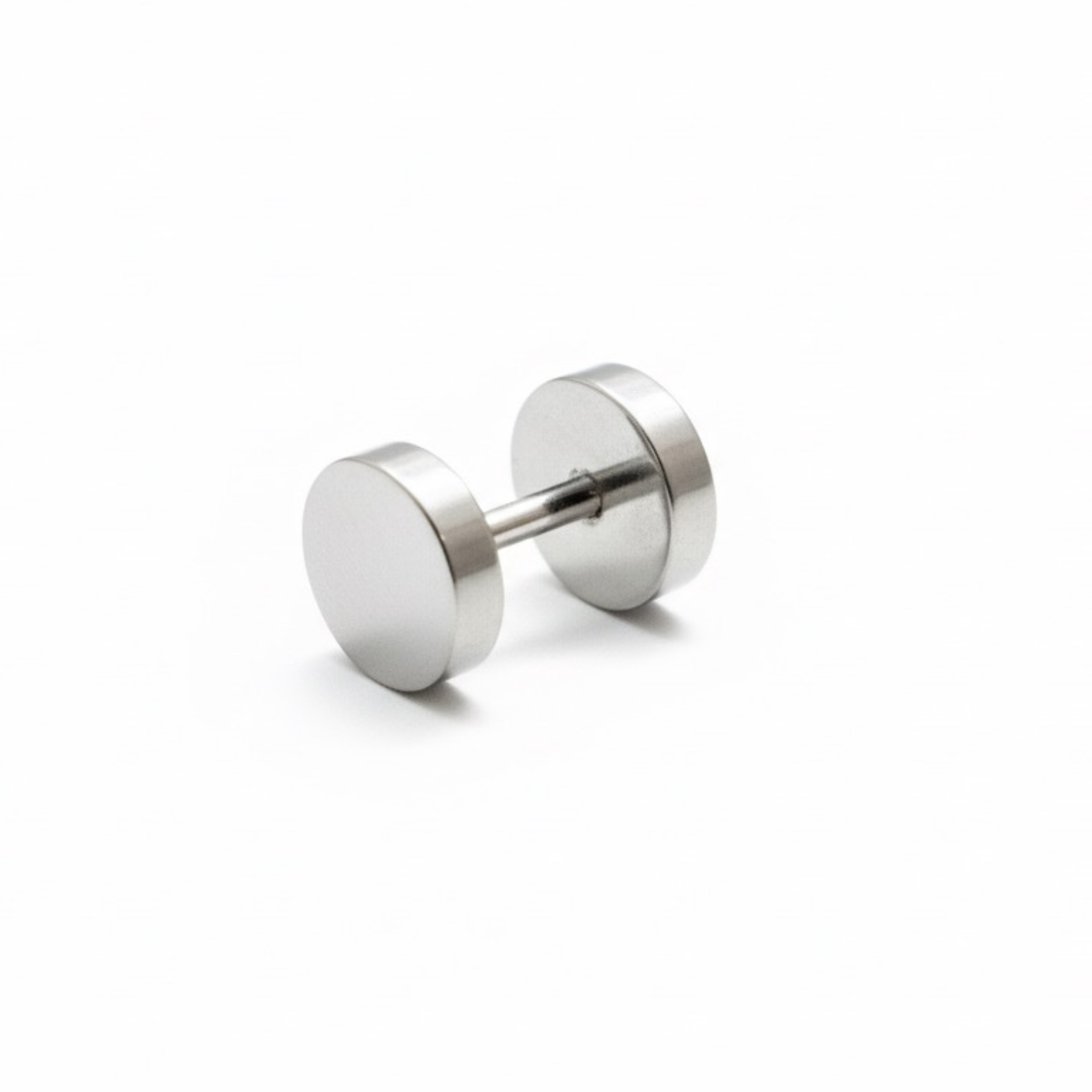 Flat Disc Barbell Studs — Silver
