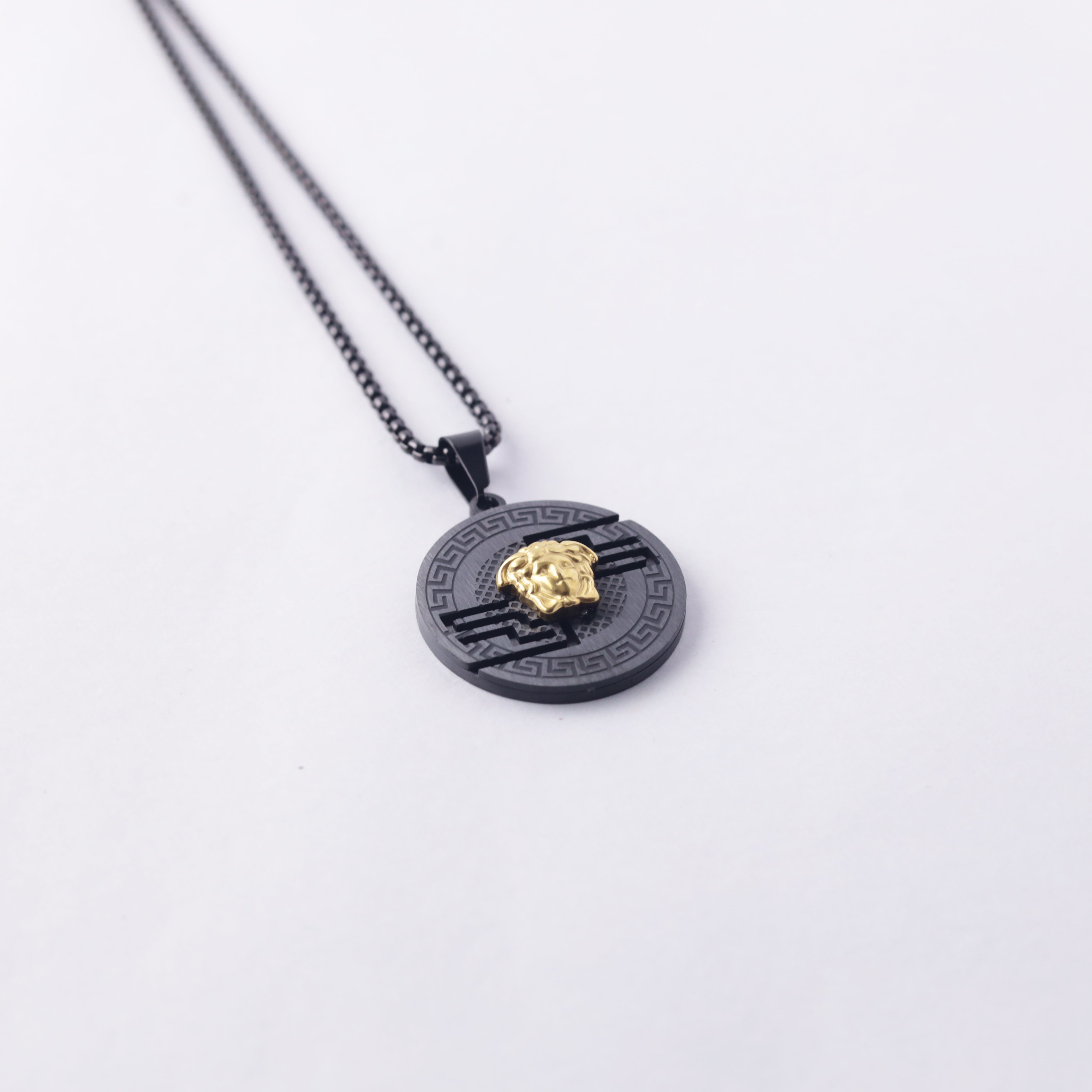 Greek Medusa Medallion Stainless Steel Necklace