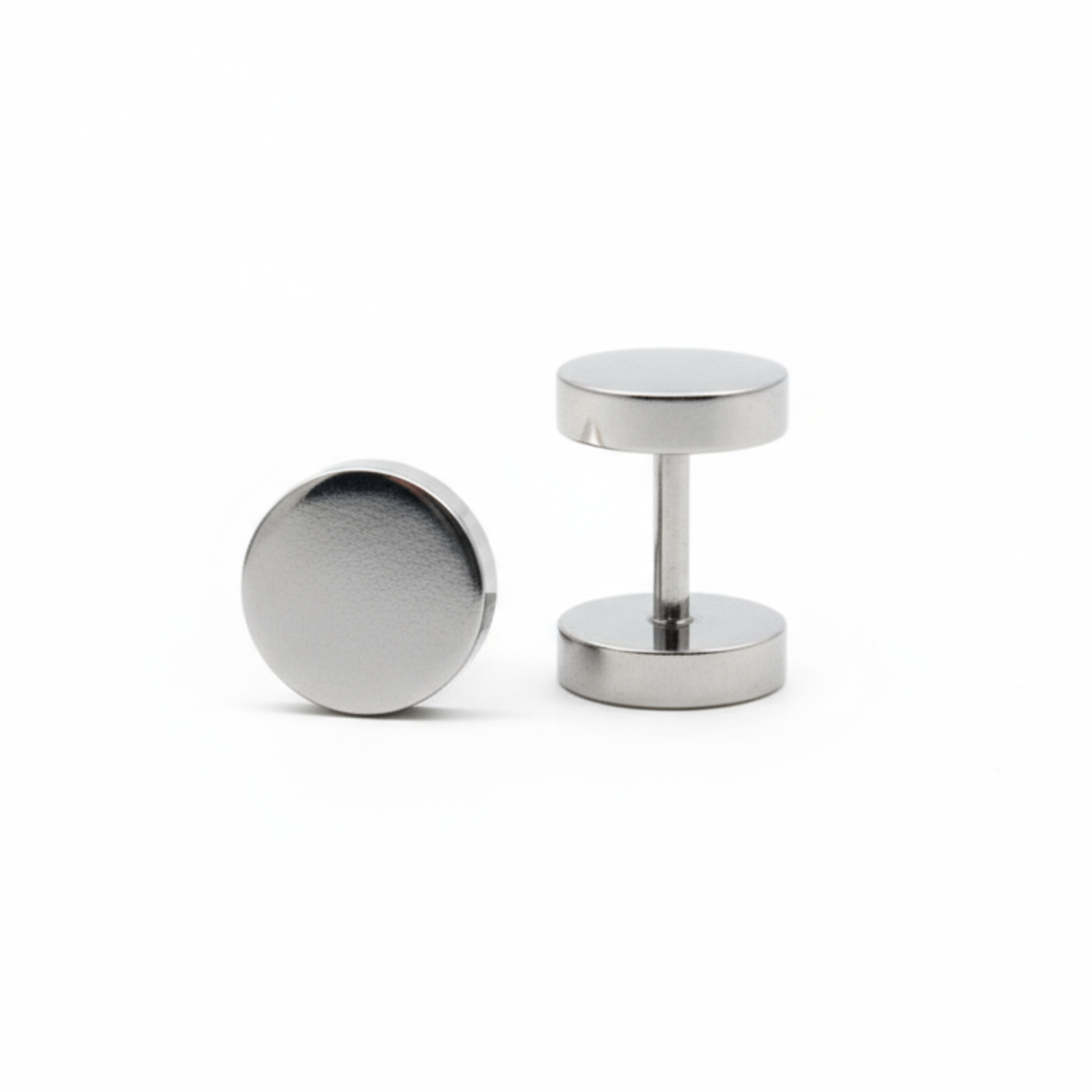 Flat Disc Barbell Studs — Silver