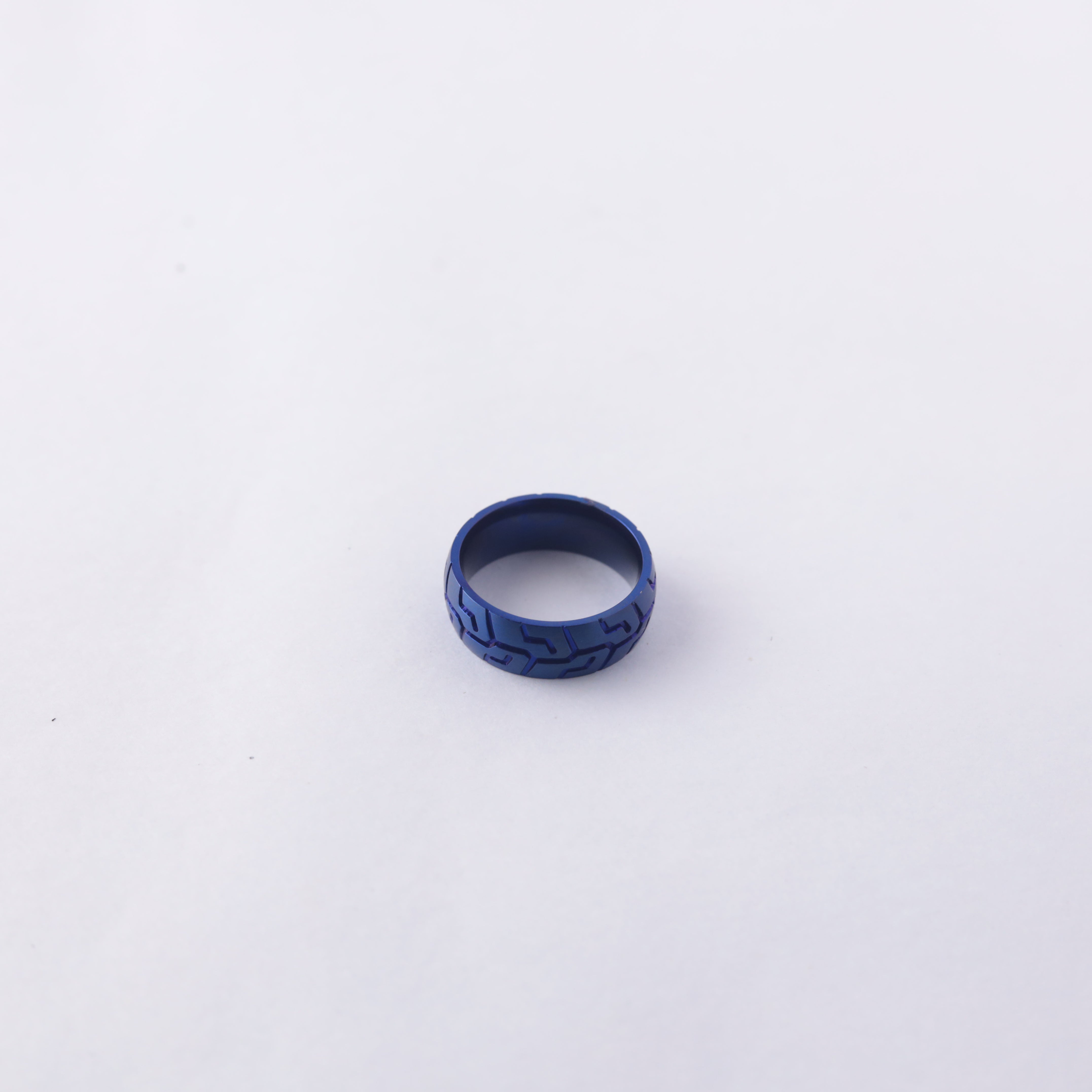 Blue Geometric Band Ring