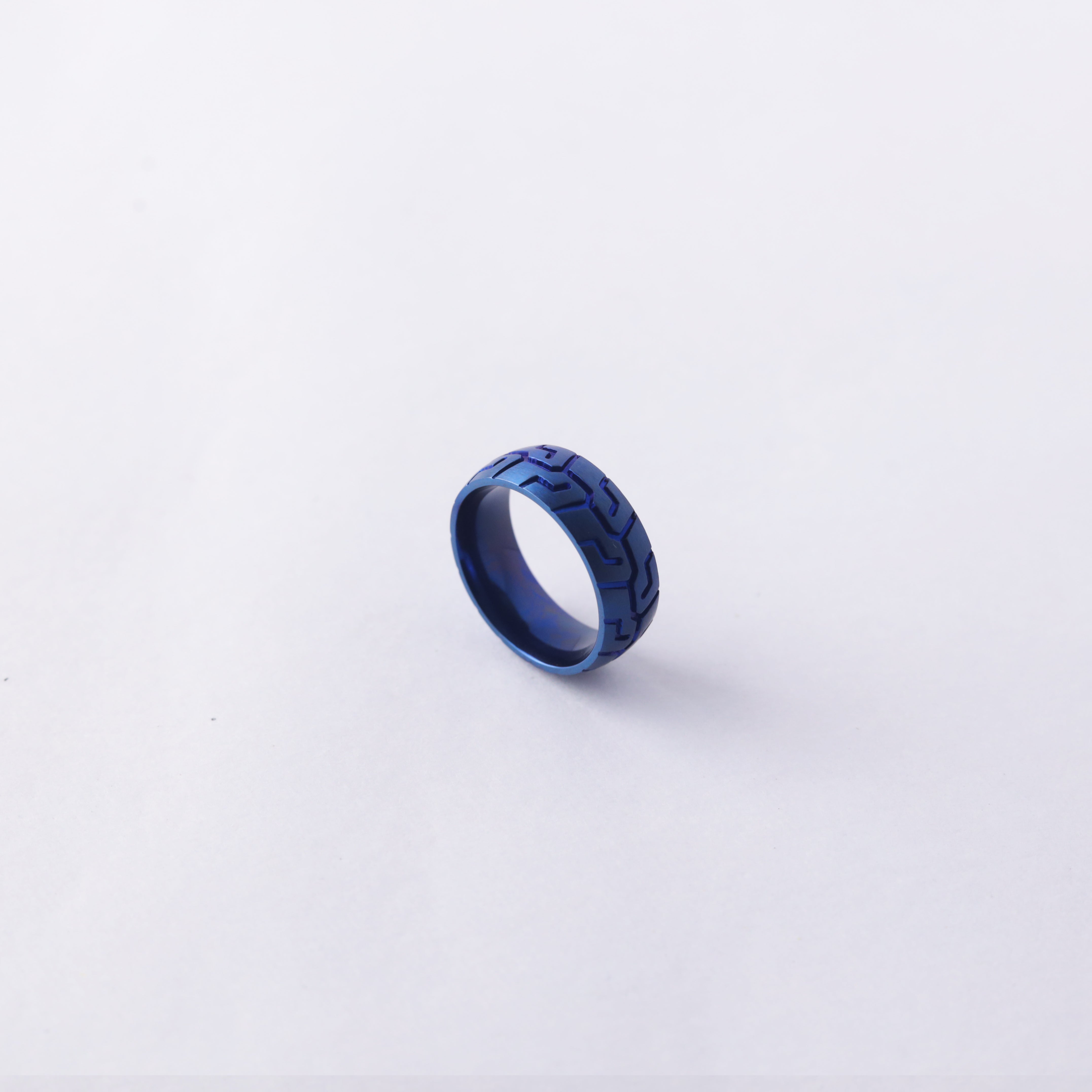 Blue Geometric Band Ring