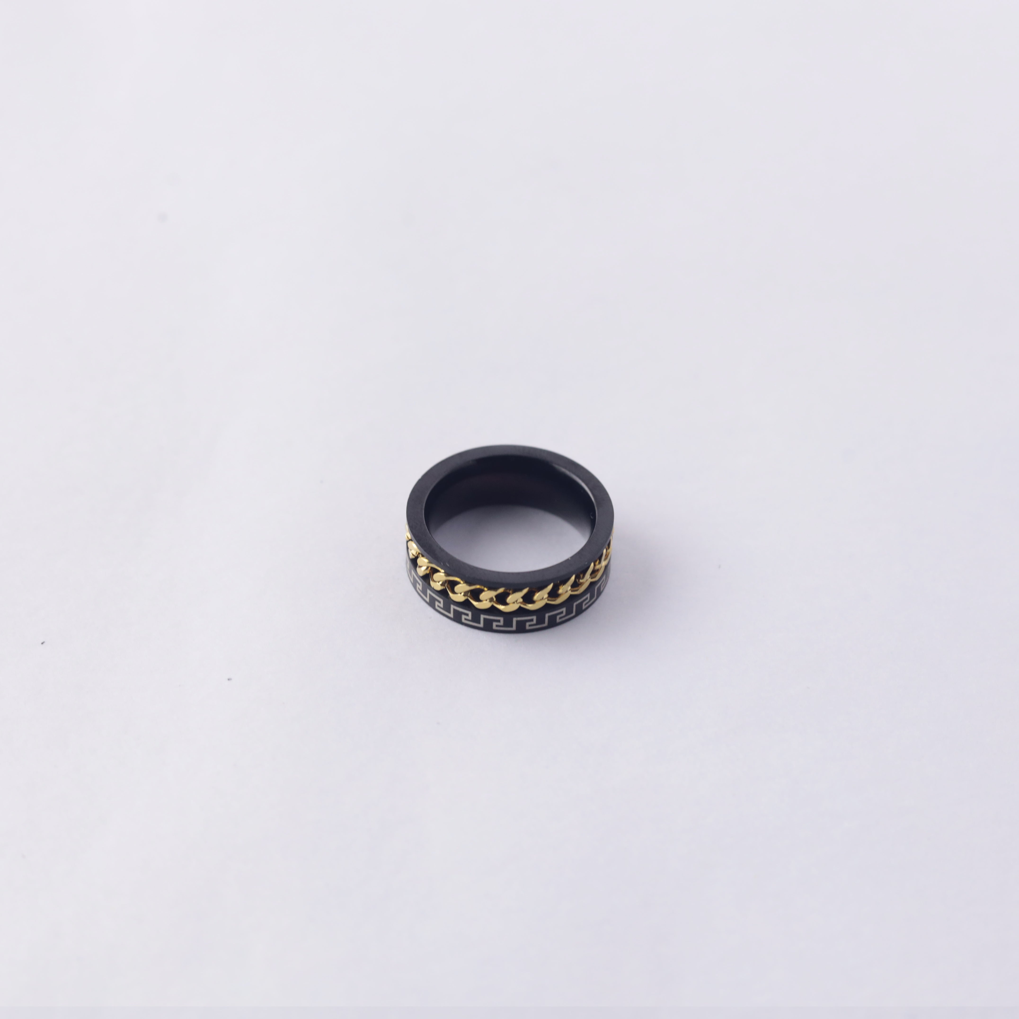 Gold Chain & Greek Key Ring