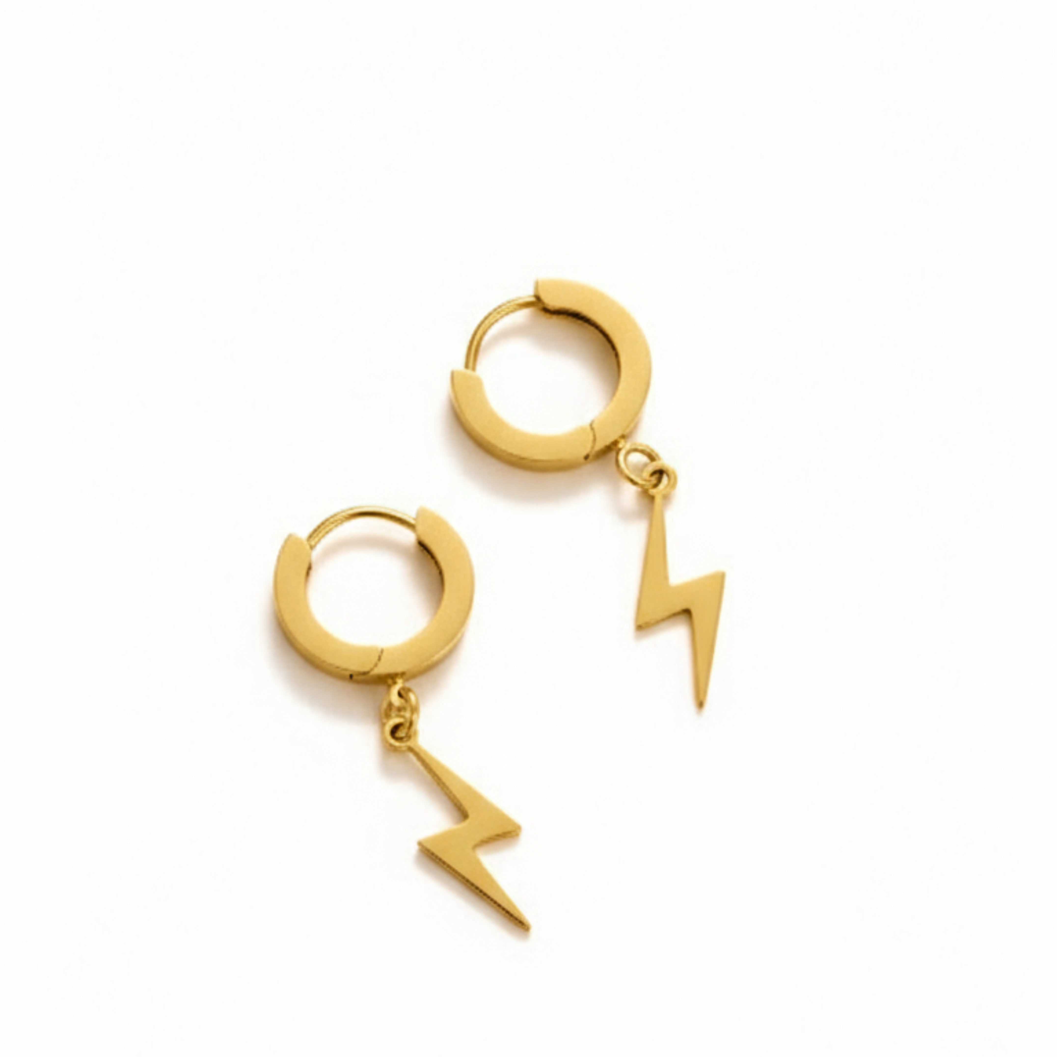 Lightning Bolt Hoop Earrings — Gold
