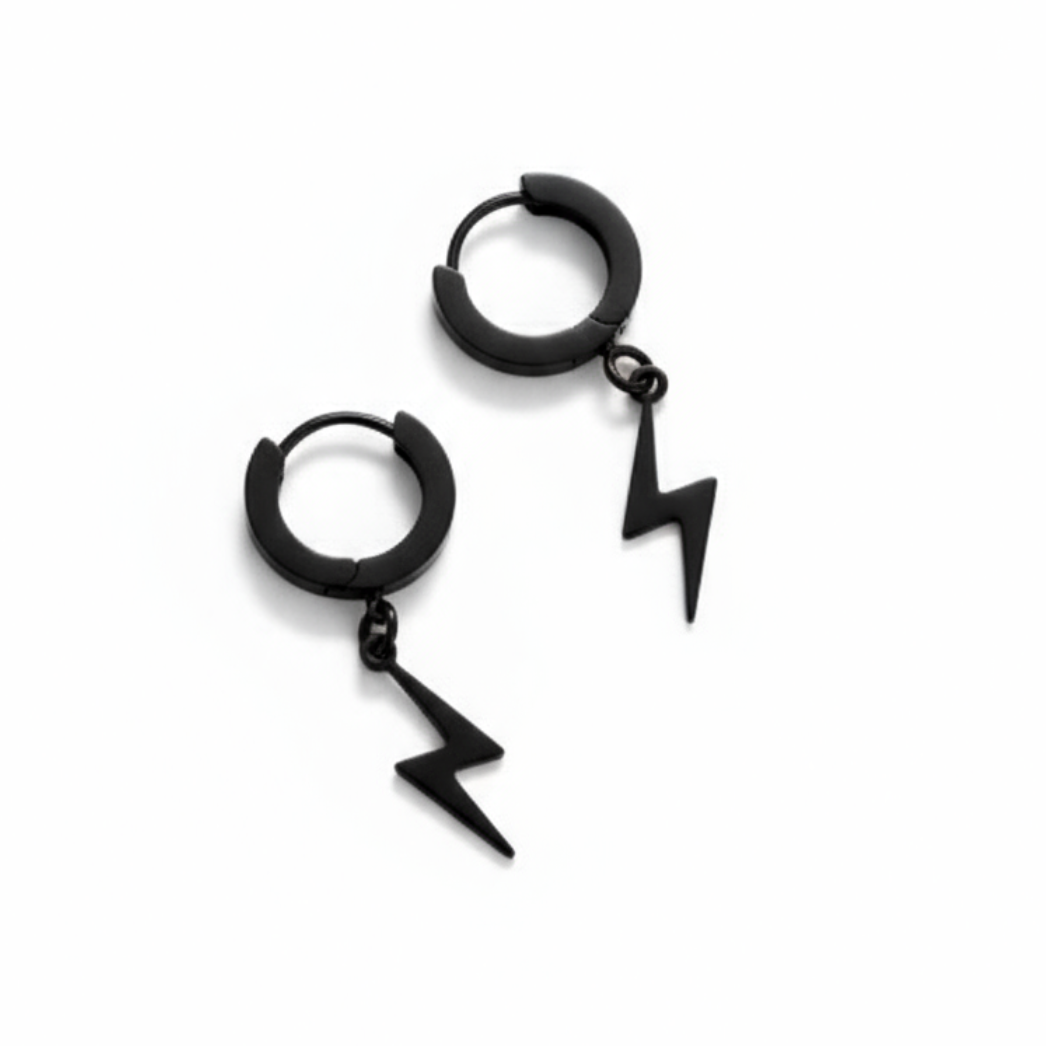 Lightning Bolt Hoop Earrings — Black