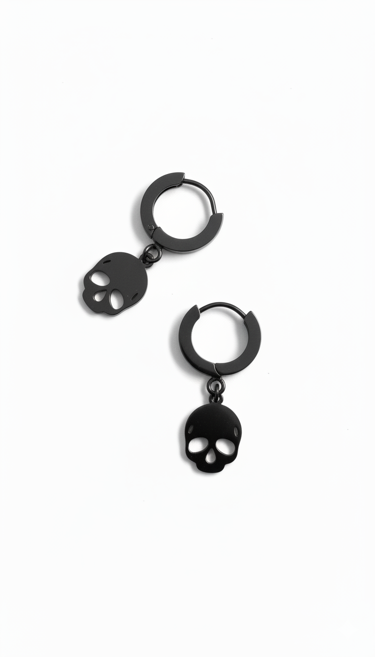 The Reign Black Skull Earrings