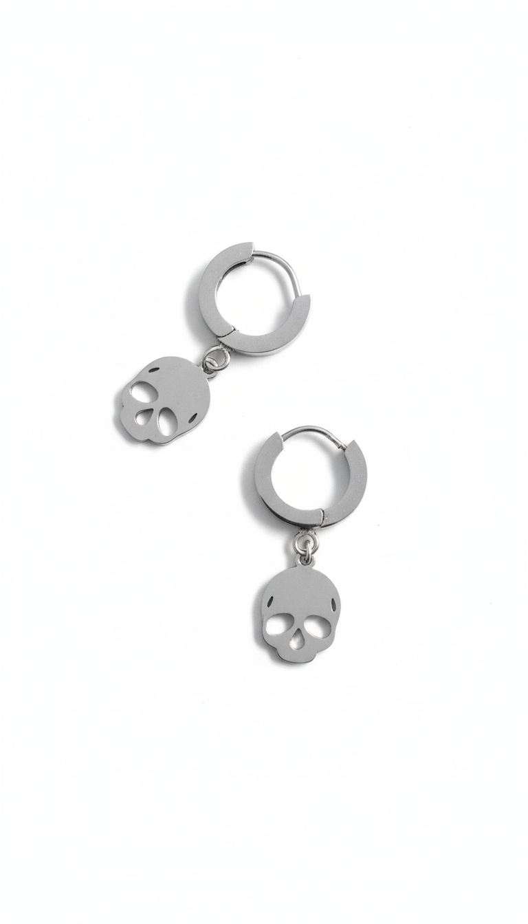 The Reign Silver Skull Earrings